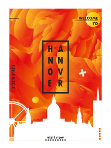 德国汉诺威天际线城市梯度向量海报