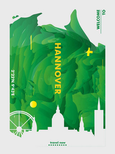 德国汉诺威天际线城市梯度向量海报