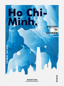 越南胡志明市城市梯度矢量海报图片