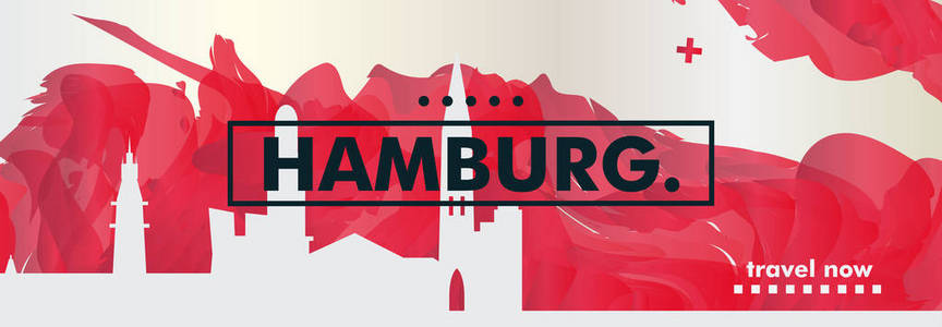 德国汉堡天际线城市梯度向量横幅