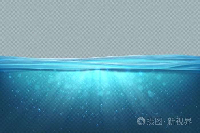 透明的水下背景 现实的蓝色海水表面 3d 海水池湖深波概念 海洋插画 正版商用图片16qion 摄图新视界