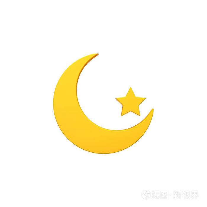 月星新月体三维渲染图像图标