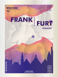 德国法兰克福天际线城市梯度向量海报