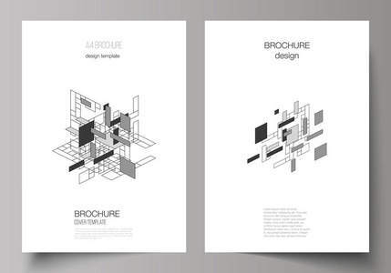 A4 格式的矢量布局现代封面设计模板的小册子, 传单, 小册子, 年度报告。抽象多边形背景, 五颜六色的马赛克图案, 复古包豪斯