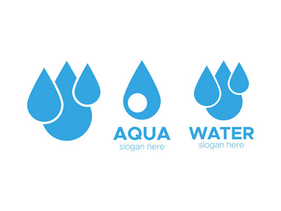滴水图标蓝色水滴标志图标矢量集. 滴液标志及矿泉水滴水图照片