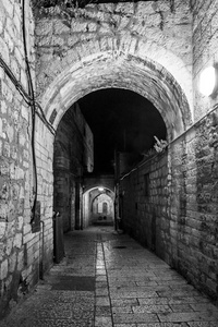 耶路撒冷老城的古老街道和建筑