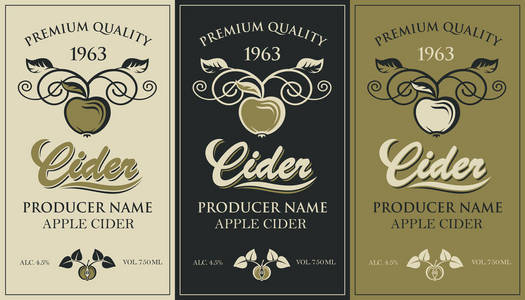 收集各种苹果酒类型的标签图片