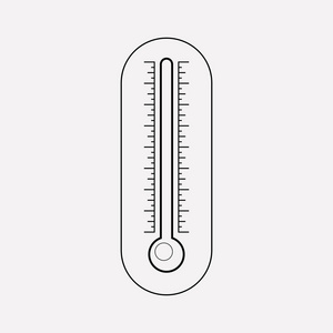 温度计图标线元素。在干净的背景上隔离的温度计图标线的矢量插图为您的 web 移动应用程序徽标设计