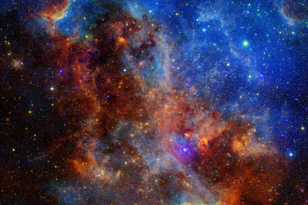 美丽的星云和外层空间明亮的恒星，闪耀着神秘的宇宙。美国宇航局提供的这幅图像的元素