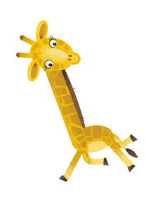 儿童白色背景插图中带有长颈鹿的卡通场景