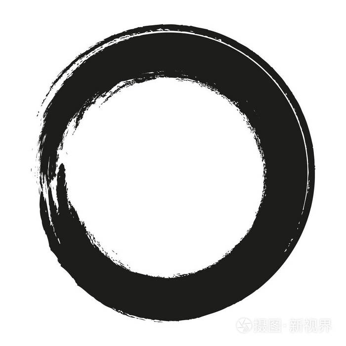 矢量笔划白色背景上的油漆圆圈. 墨水手绘油漆刷圈. 标志标签设计元素