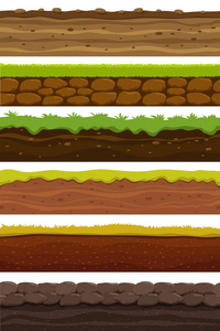卡通无缝的地面.广阔的景观地面.土地和土壤为 ui 游戏向量收集照片