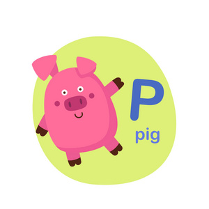 英语字母表中猪可爱的学校猪背着背包走大集与可爱的动物阅读书籍隔离