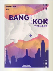 泰国曼谷天际线城市梯度向量海报