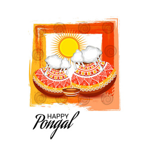 矢量插图的背景，快乐的Pongal假日收获节的泰米尔纳德南印度。