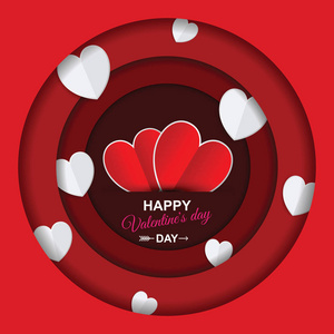 s day abstract background with cut paper heart. Vector illustrat