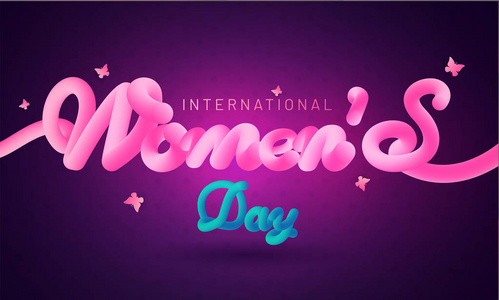 s Day on glowing purple background. Poster or banner design for 