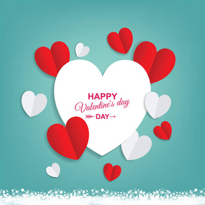 s day abstract background with cut paper heart. Vector illustrat