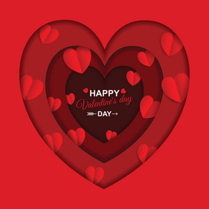 s day abstract background with cut paper heart. Vector illustrat