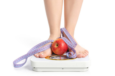 女性脚称体重刻度厘米苹果