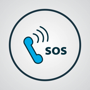 紧急联系人图标彩色线条符号.时尚风格的优质隔离 sos 元素照片