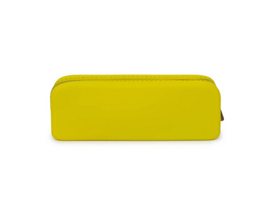 铅笔盒隔离在白色上照片