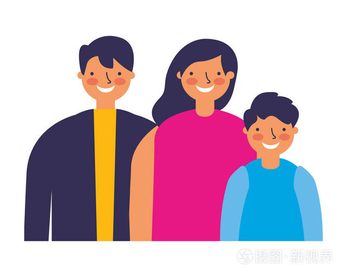 父母和儿子的家庭肖像