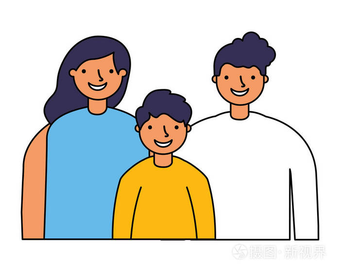 父母和儿子的家庭肖像