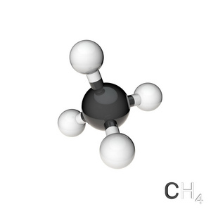 甲烷模型分子 孤立在白色背景上 三维渲染插图照片