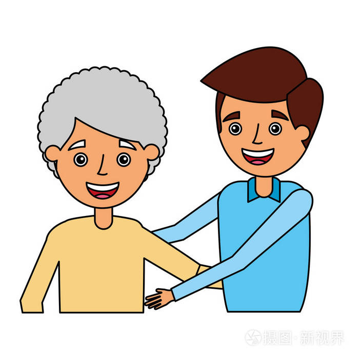 祖母和孙子拥抱家庭