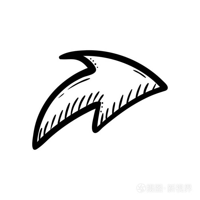 插画 手绘箭头涂鸦图标.手绘黑色素描.签名符号.装饰元素.白色背景.