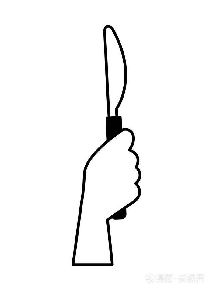 手上握刀在白色背景上插画-正版商用图片16rynb-摄图新视界