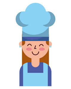 厨师女孩肖像与帽子