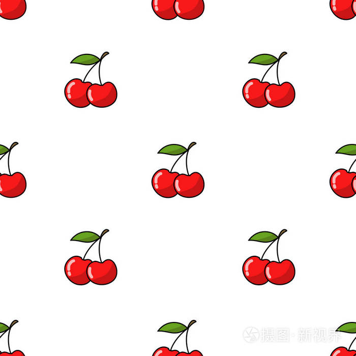 樱桃无缝涂鸦图案
