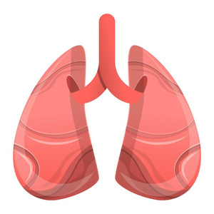 人类肺部图标。 卡通人肺矢量图标网页设计隔离在白色背景