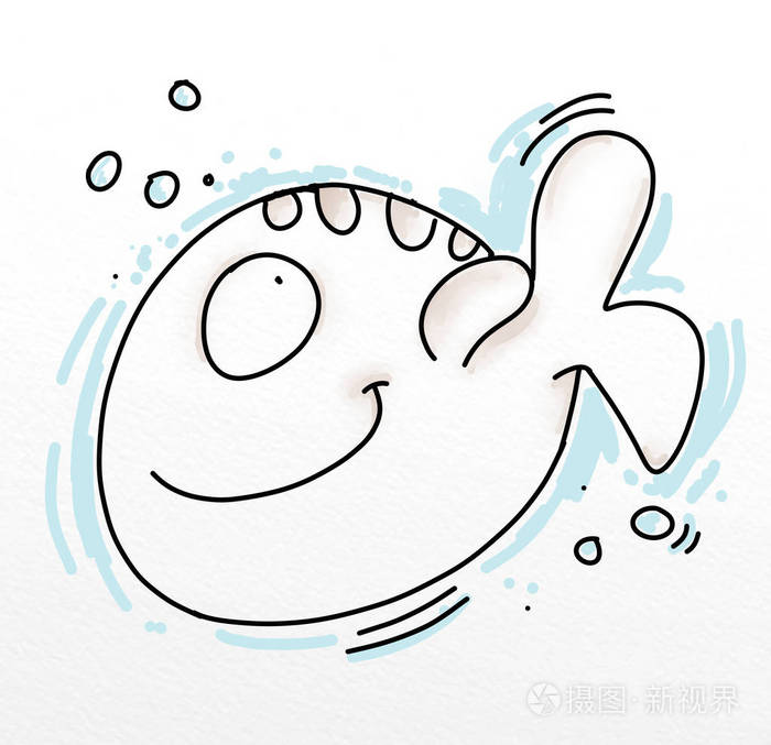 一种游泳鱼幽默作家的吉祥物适用于所有男孩成年人和儿童