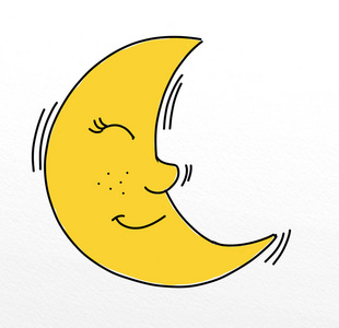 天猫吉祥物月亮在天空中微笑,幽默作家为所有男孩,成年人和儿童制作