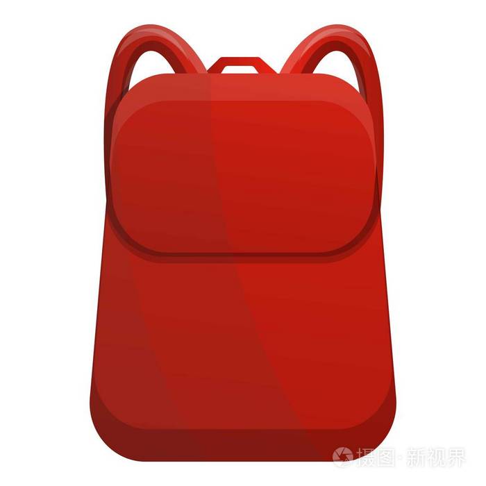 红色营地背包图标卡通风格