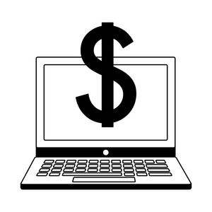 商务笔记本电脑美元货币符号
