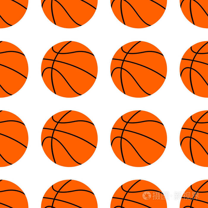 橙色平篮球矢量插图隔离在白色背景上无缝图案体育装饰
