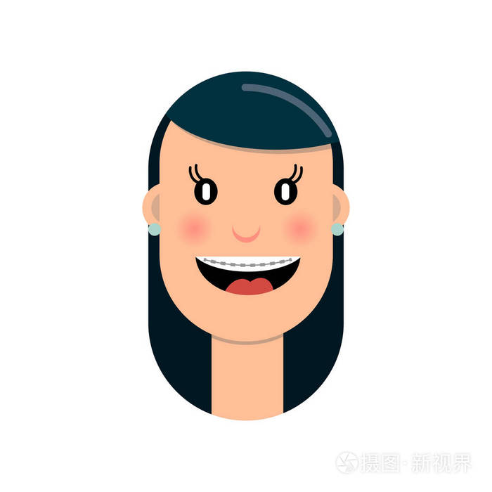 牙套对齐女孩的牙齿