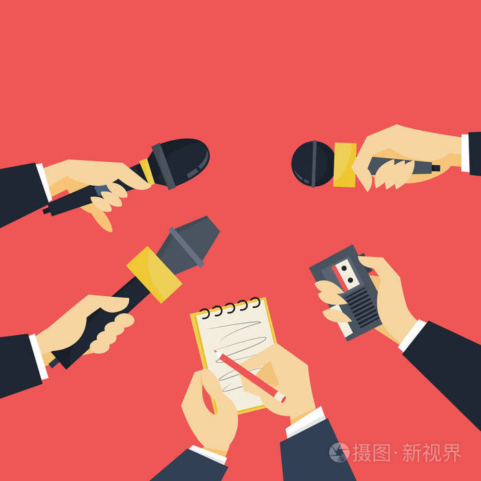 手持式麦克风.记者接受采访