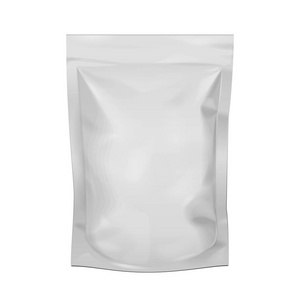 空白的食物软袋零食香包袋。模拟最多，模板。孤立在白色背景上的插图。准备好您的设计。产品包装。矢量 Eps10