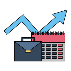 商务日历公文包和箭头