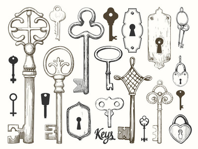 复古钥匙图标插图图片