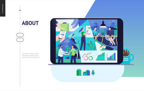 业务系列关于公司, 办公生活 web 模板
