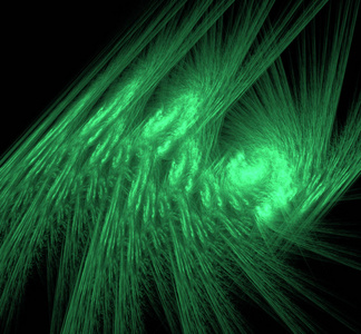 抽象UFO绿色分形背景。 幻想分形纹理。 数字艺术。 三维渲染。 计算机生成的图像