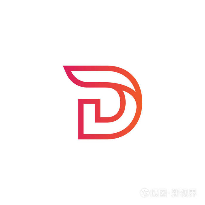 字母d创意标志模板矢量插画,孤立元素-矢量