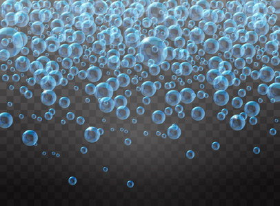 透明背景上的肥皂泡沫和气泡。 矢量插图