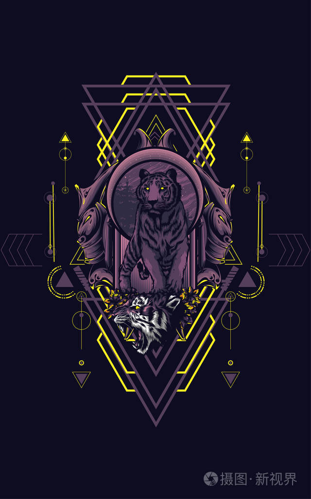 老虎神圣几何插图